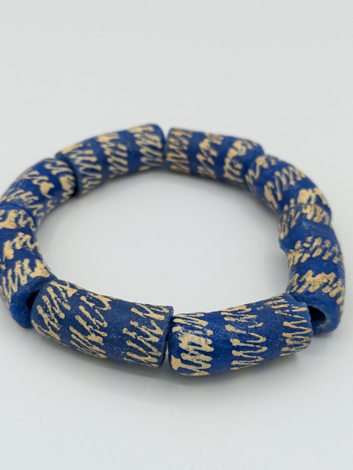 AKWABA- Pulsera azul- (cuentas grandes)- Cuentas krobo africanas 