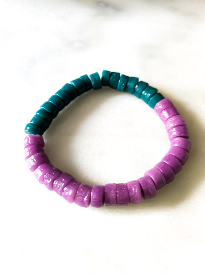 ÉCLECTIQUE- Bracelet bicolore - vert foncé / violet