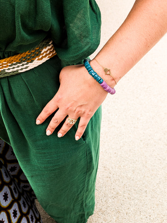 ÉCLECTIQUE- Bracelet bicolore - vert foncé / violet