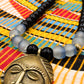 APOGÉE - collier noir tête- moyen- Perles africaines krobo- 12