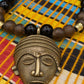 APOGÉE - collier noir tête- moyen- Perles africaines krobo- 7