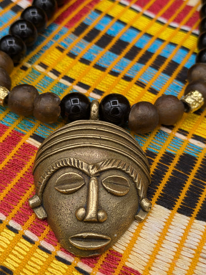 APOGÉE - collar de cabeza negra- cuentas krobo medianas africanas
