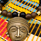 APOGÉE - collier noir tête- moyen- Perles africaines krobo- 7-2