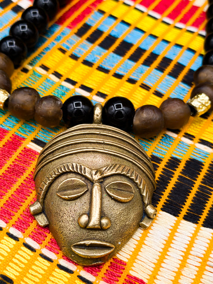 APOGÉE - collar de cabeza negra- cuentas krobo medianas africanas