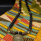 APOGÉE - collier noir tête- moyen- Perles africaines krobo- 7