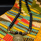 APOGÉE - collier noir tête- moyen- Perles africaines krobo- 7-2