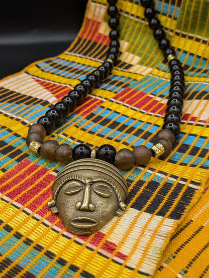 APOGÉE - collar de cabeza negra- cuentas krobo medianas africanas
