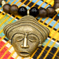 APOGÉE - collier noir tête- moyen- Perles africaines krobo- 4