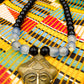 APOGÉE - collier noir tête- moyen- Perles africaines krobo- 1