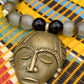 APOGÉE - collier noir tête- moyen- Perles africaines krobo-10
