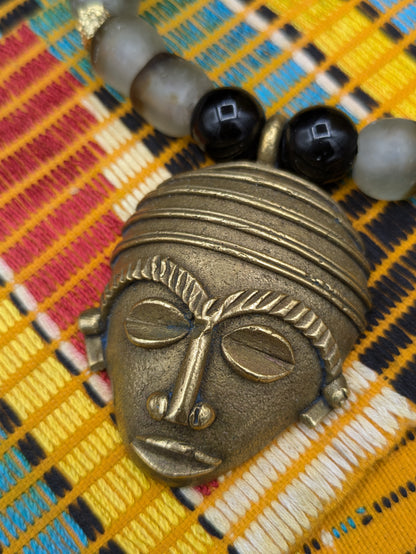 APOGÉE - collar de cabeza negra- cuentas krobo medianas africanas