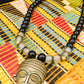 APOGÉE - collier noir tête- moyen- Perles africaines krobo- 7