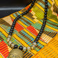 APOGÉE - collier noir tête- moyen- Perles africaines krobo- 7