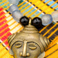 APOGÉE - collier noir tête- moyen- Perles africaines krobo- 6
