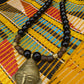 APOGÉE - collier noir tête- moyen- Perles africaines krobo-17