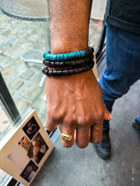 ÉCLECTIQUE- Bracelet bicolore - vert foncé / noir