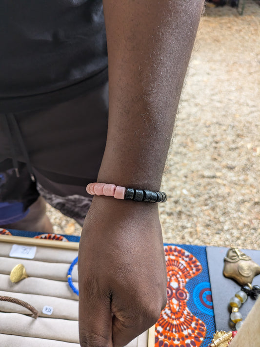 ÉCLECTIQUE- Bracelet bicolore - rose/ noir