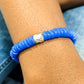 [[ CAMALEÓN DE PLATA ]] - Pulsera azul - Cuentas krobo africanas