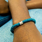 CAMÉLÉON ARGENT- bracelet vert-perles africaines krobo