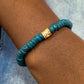 CAMÉLÉON DORÉ - bracelet vert- perles africaines krobo