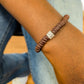 CAMÉLÉON ARGENT- bracelet marron- perles africaines krobo