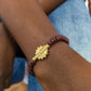 CAMÉLÉON.             Bracelet marron            Perle akan couleur or