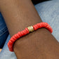 CAMÉLÉON DORÉ - bracelet rouge- perles africaines krobo