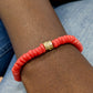 CAMÉLÉON DORÉ - bracelet rouge- perles africaines krobo