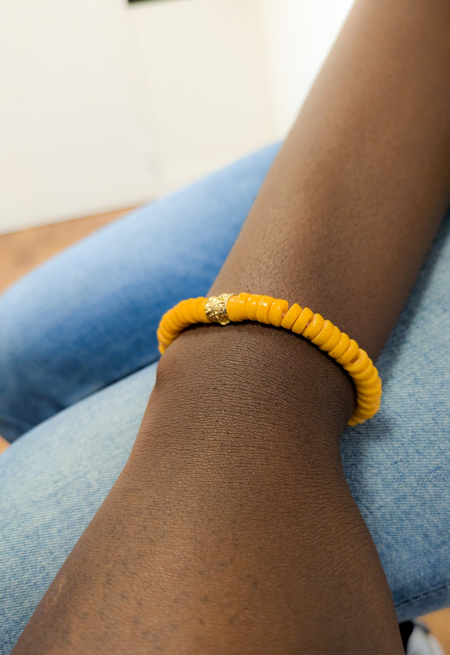 [[ GOLDEN CHAMELEON ]] - pulsera amarilla - cuentas krobo africanas