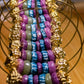 GNONLIVI- Boucles d'oreilles créoles en perles de verre recyclé - Vertes et Violettes