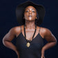 APOGÉE - collier noir tête- moyen- Perles africaines krobo- 12