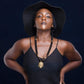 APOGÉE - collier noir tête- moyen- Perles africaines krobo- 6
