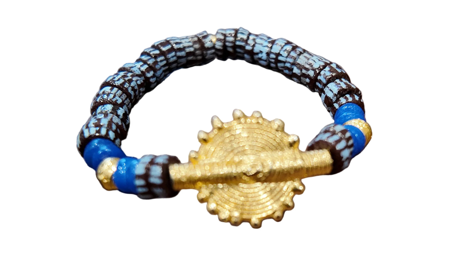 GNONLIVI bleu complet- Soleil-perles africaines krobo