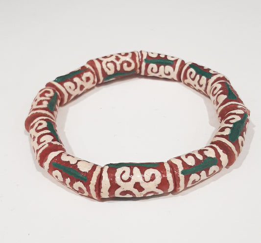 ALVÉOLE.                  bracelet rouge et beige