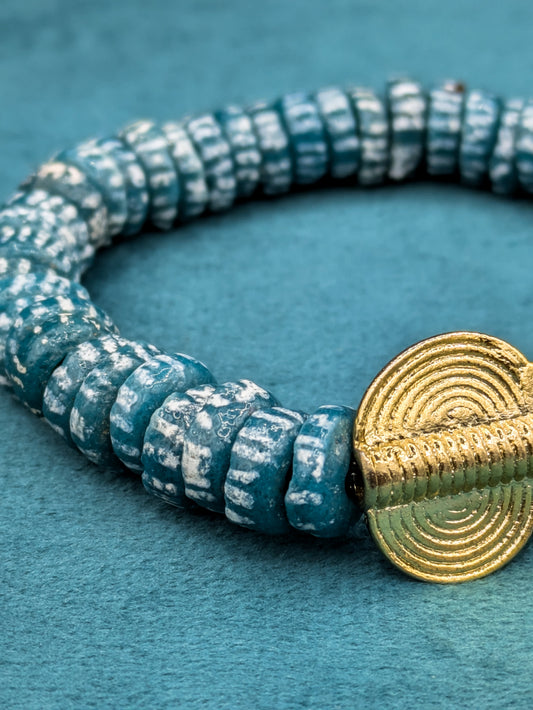 GNONLIVI vert- spirale- Big Size -perles africaines krobo