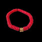 CAMÉLÉON DORÉ - bracelet rouge- perles africaines krobo