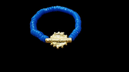 CAMÉLÉON- Bracelet bleu roi- perles africaines krobo
