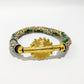 [[ ALVÉOLE]] - pulsera verde y beige - cuentas africanas Krobo - peso solar akan
