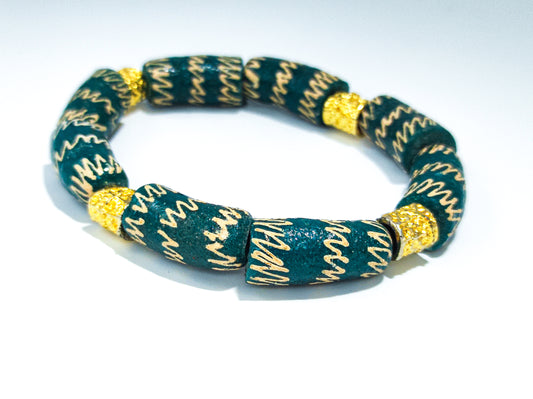 Bracelet perles africaine en verre Krobo du Ghana