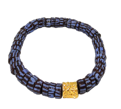 GNONLIVI- Pulsera dorada- Cuenta krobo africana