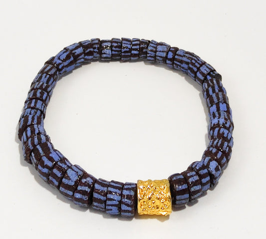 GNONLIVI- Bracelet doré- perle africaines krobo