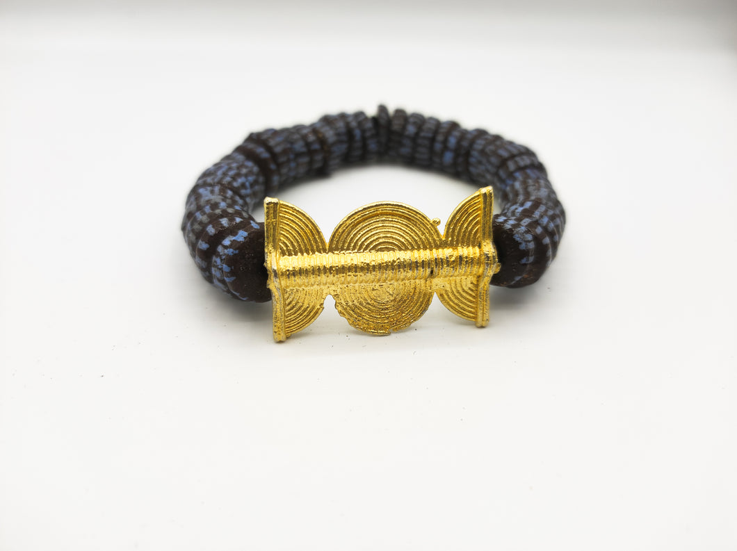 GNONLIVI- bracelet géant spirale ouverte- perles africaines krobo
