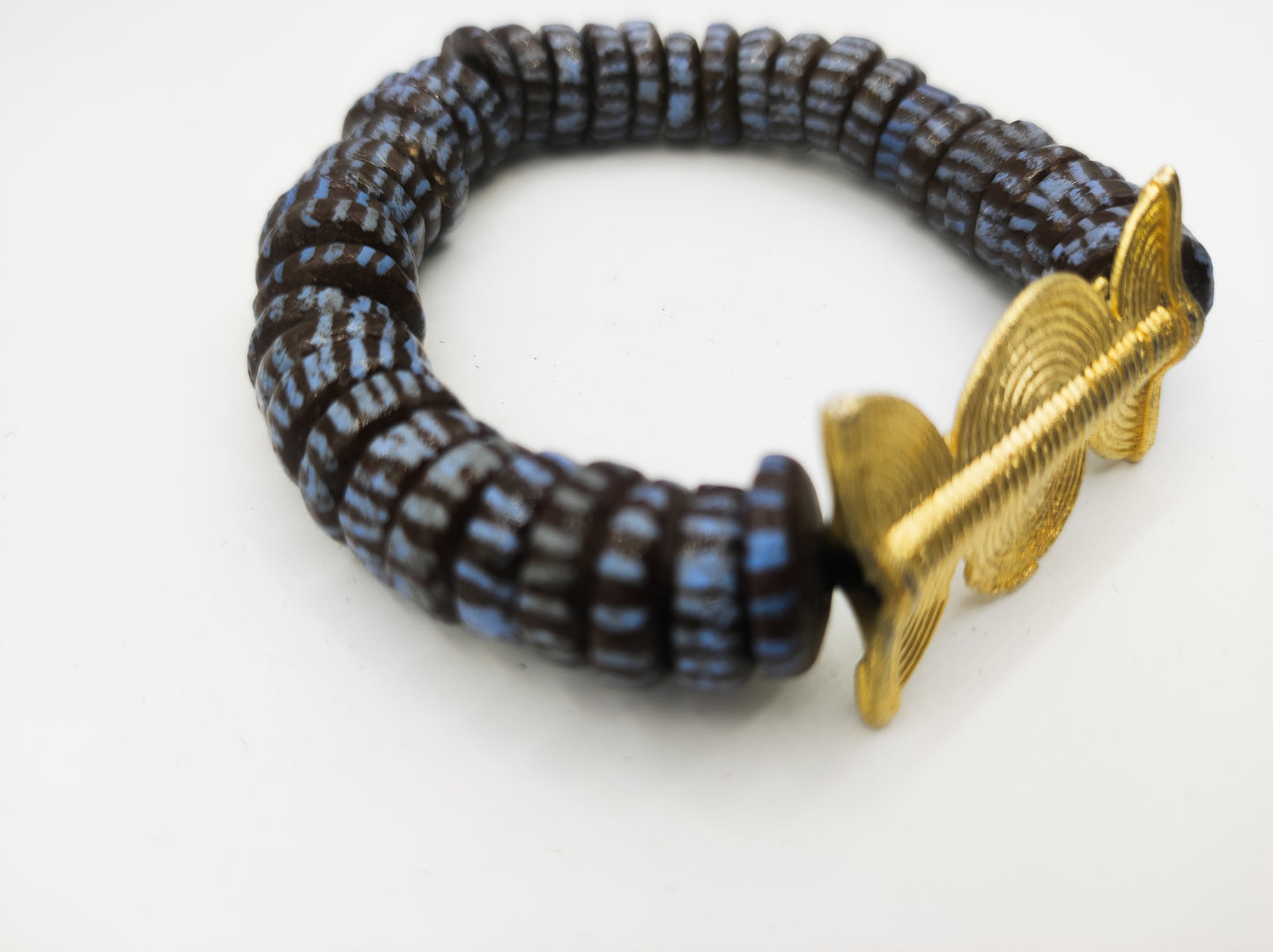 GNONLIVI- pulsera espiral abierta gigante- cuentas krobo africanas