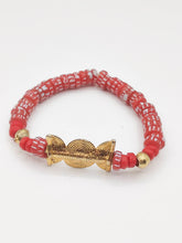 Charger l&#39;image dans la galerie, GNONLIVI rouge complet- spirale ouverte- perles africaines krobo
