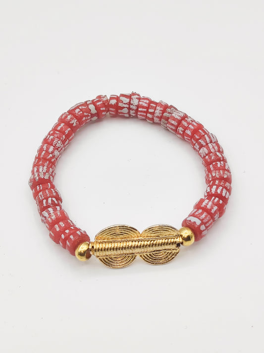 GNONLIVI rojo - espiral - Cuentas krobo africanas