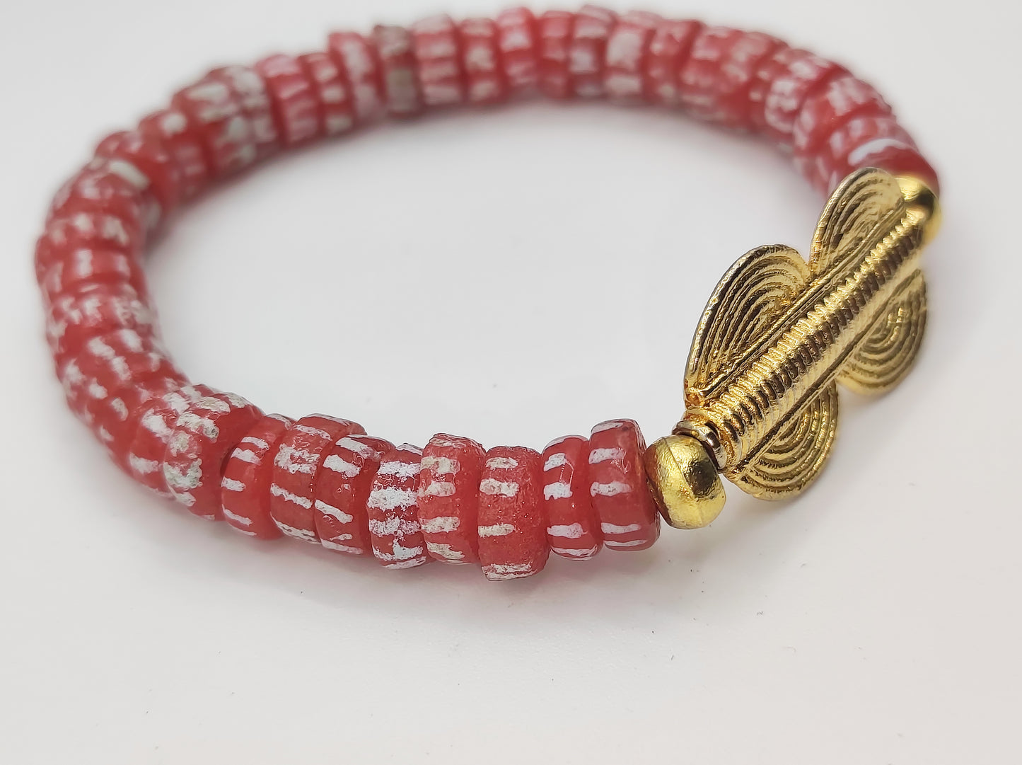 GNONLIVI rojo - espiral - Cuentas krobo africanas